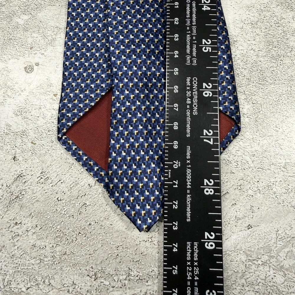 Lord & Taylor Exclusively For You Tie Mens OS Blue Geometric‎ 100% Silk Necktie